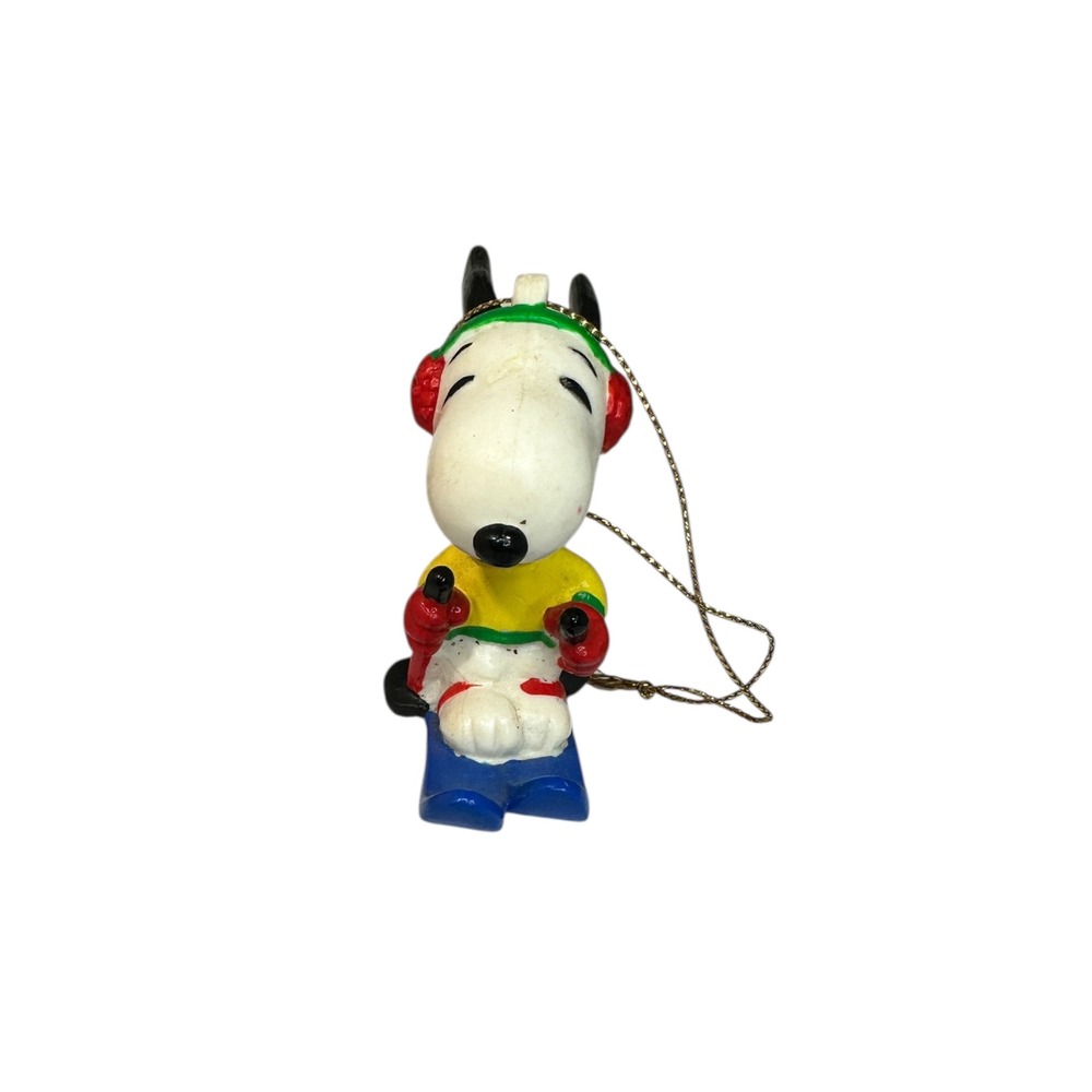 Vintage Peanuts Snoopy Skiing Ornament Santa Dog United Feature Syndicate - Picture 2 of 7